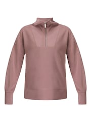 Sweaty Betty Fawn Brown Sand Wash Half Zip Longline Sweatshirt - Image 7 of 7