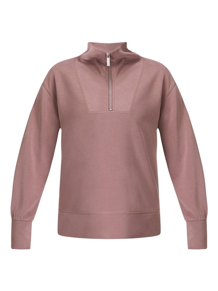 Sweaty Betty Fawn Brown Sand Wash Half Zip Longline Sweatshirt - Image 7 of 7