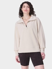 Sweaty Betty Brown Sand Wash Half Zip Longline Sweatshirt - Image 1 of 7
