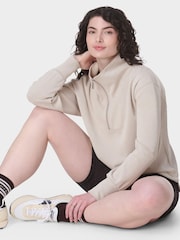 Sweaty Betty Brown Sand Wash Half Zip Longline Sweatshirt - Image 3 of 7