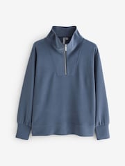 Sweaty Betty Blue Sand Wash Half Zip Longline Sweatshirt - Image 1 of 1