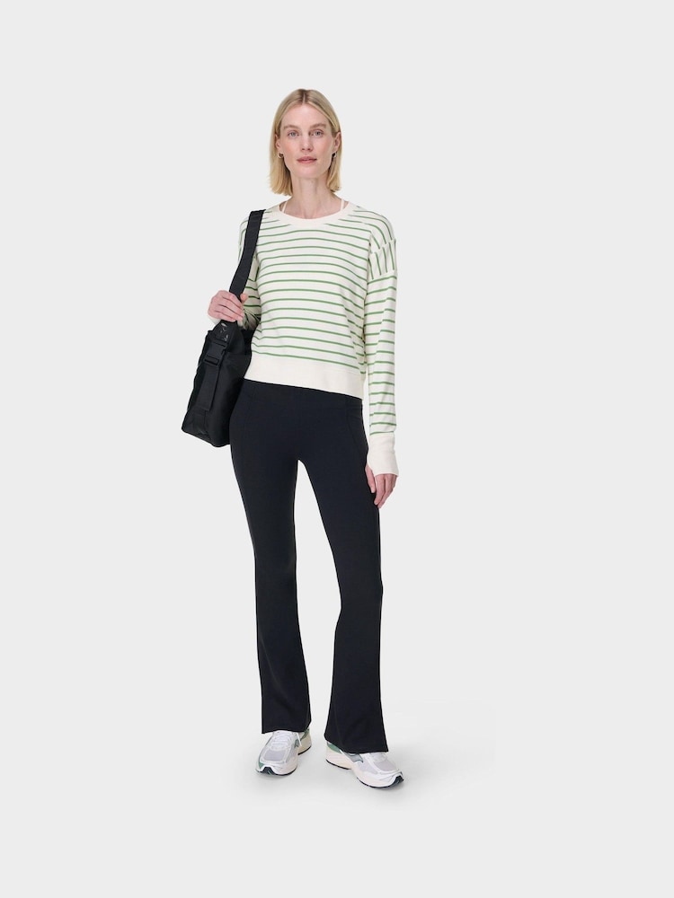 Sweaty Betty LilyWhite Green Stripe After Class Crop Sweatshirt - Image 1 of 7 Sweaty Betty LilyWhite Green Stripe After Class Crop Sweatshirt - Image 1 of 7