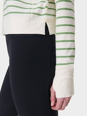 Sweaty Betty LilyWhite Green Stripe After Class Crop Sweatshirt - Image 5 of 7