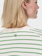 Sweaty Betty LilyWhite Green Stripe After Class Crop Sweatshirt - Image 6 of 7