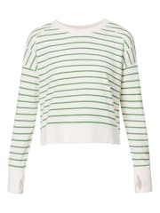 Sweaty Betty LilyWhite Green Stripe After Class Crop Sweatshirt - Image 7 of 7