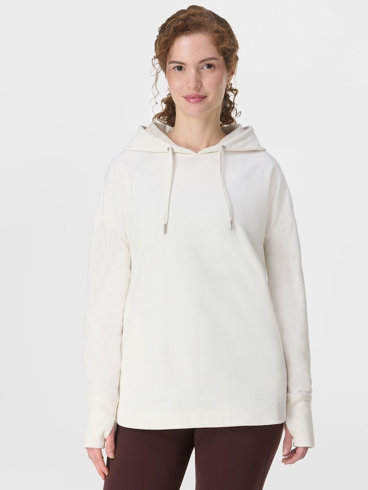 Sweaty Betty White Escape Luxe Fleece Crew Neck Hoodie - Image 1 of 7