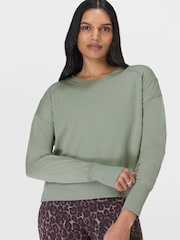 Sweaty Betty Green After Class Crop Sweatshirt - Image 1 of 7