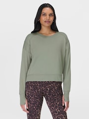 Sweaty Betty Green After Class Crop Sweatshirt - Image 3 of 7