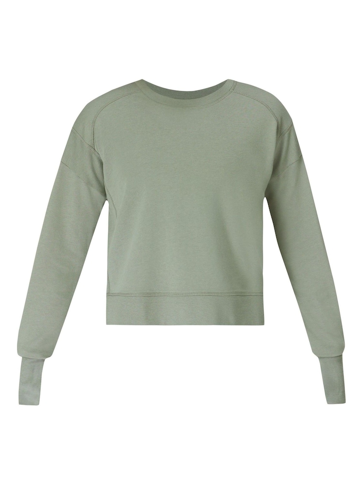 Sweaty Betty Green After Class Crop Sweatshirt - Image 7 of 7