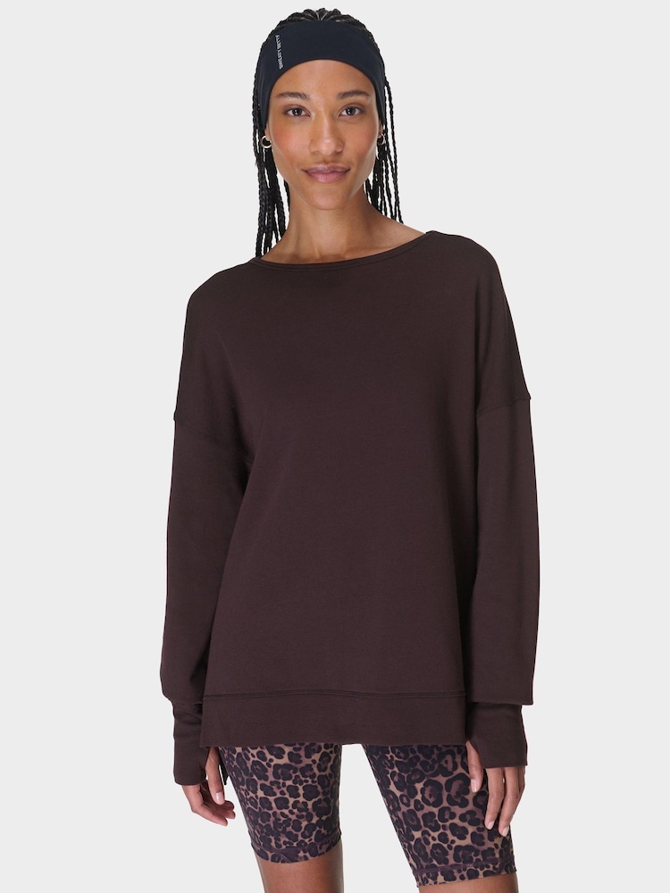 Sweaty Betty Brown After Class Cross Back Sweatshirt - Image 1 of 6