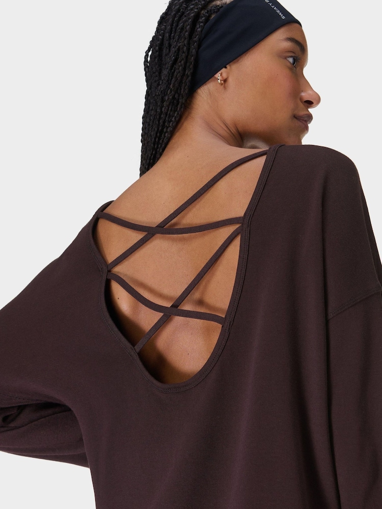 Sweaty Betty Brown After Class Cross Back Sweatshirt - Image 3 of 6