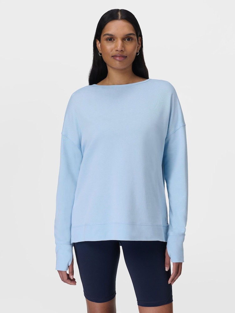Sweaty Betty Blue After Class Cross Back Sweatshirt - Image 1 of 7