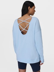 Sweaty Betty Blue After Class Cross Back Sweatshirt - Image 2 of 7