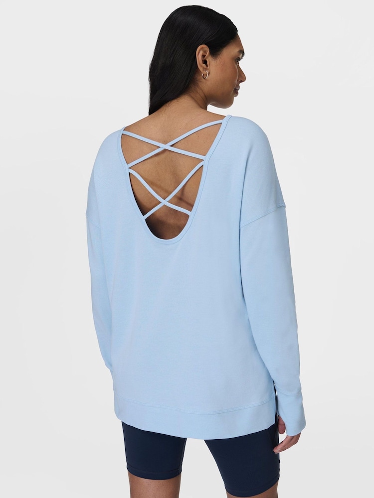 Sweaty Betty Blue After Class Cross Back Sweatshirt - Image 2 of 7
