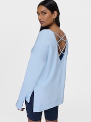 Sweaty Betty Blue After Class Cross Back Sweatshirt - Image 3 of 7