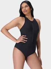 Sweaty Betty Black Tide Zip Through Performance Swimsuit - Image 1 of 6