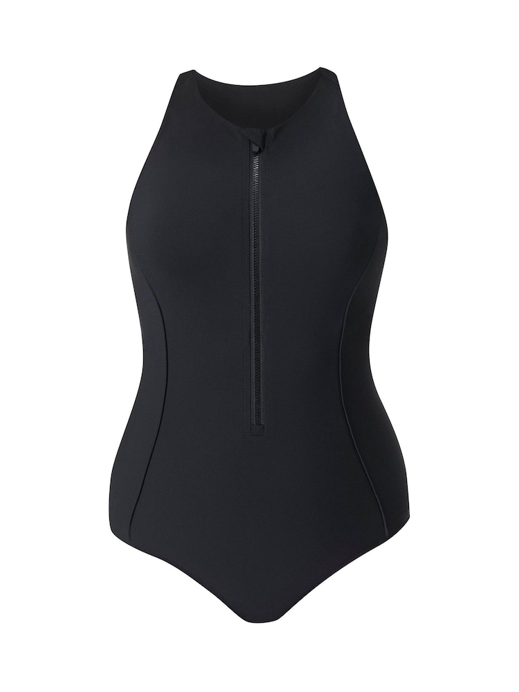 Sweaty Betty Black Tide Zip Through Performance Swimsuit - Image 6 of 6