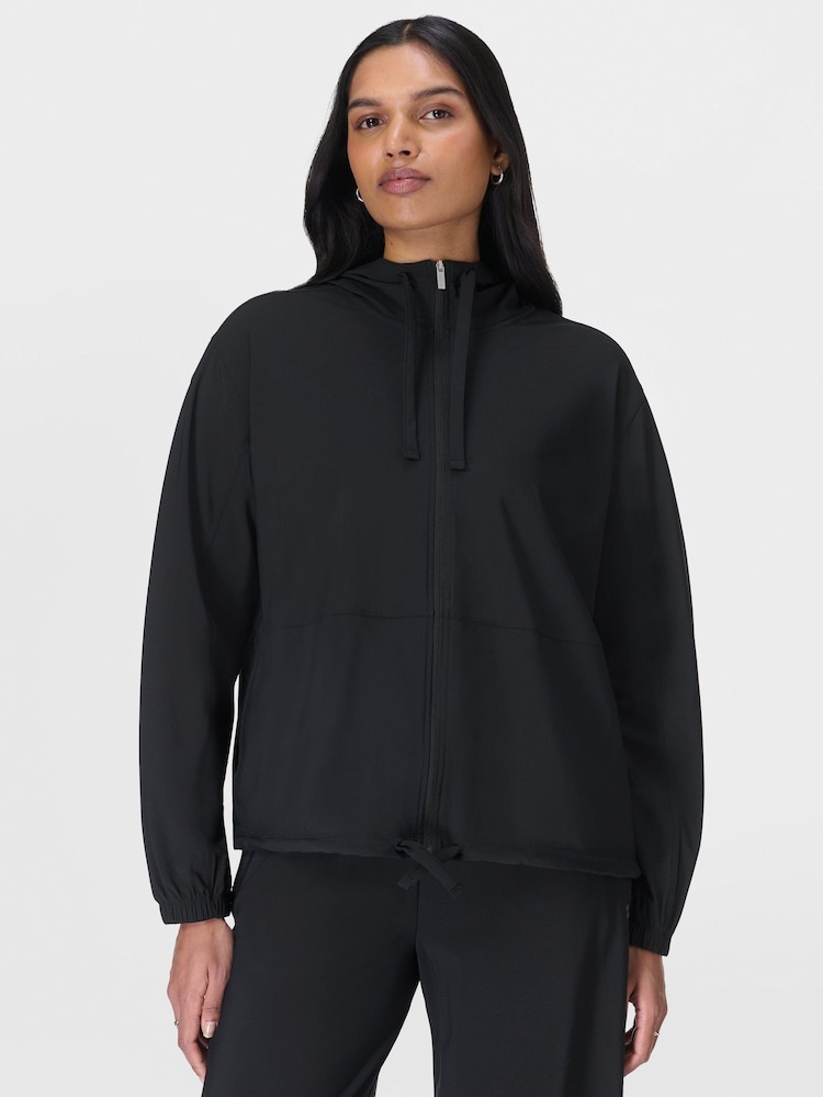 Sweaty Betty Black Explorer Zip Through Midlayer Hoodies - Image 1 of 7