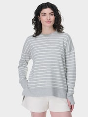 Sweaty Betty LilyWhite LightGreyMarl Stripe After Class Longline Sweatshirt - Image 1 of 7