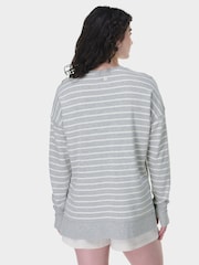 Sweaty Betty LilyWhite LightGreyMarl Stripe After Class Longline Sweatshirt - Image 2 of 7