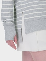 Sweaty Betty LilyWhite LightGreyMarl Stripe After Class Longline Sweatshirt - Image 3 of 7