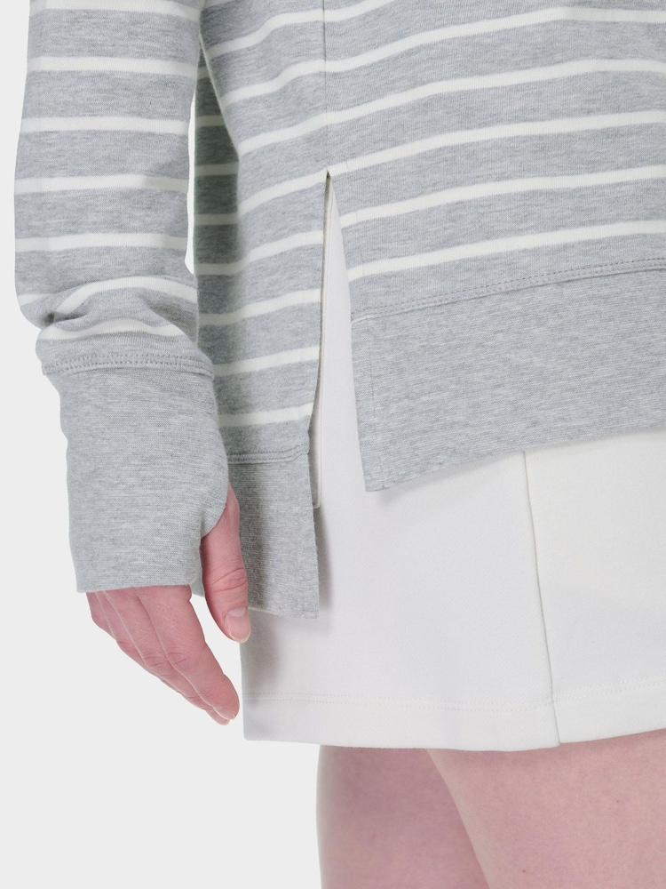 Sweaty Betty LilyWhite LightGreyMarl Stripe After Class Longline Sweatshirt - Image 3 of 7
