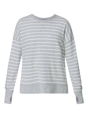 Sweaty Betty LilyWhite LightGreyMarl Stripe After Class Longline Sweatshirt - Image 7 of 7