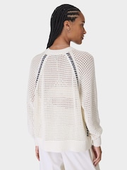 Sweaty Betty White Tides High Whipstitch 100% Cotton Jumper - Image 2 of 6