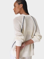Sweaty Betty White Tides High Whipstitch 100% Cotton Jumper - Image 3 of 6