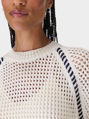 Sweaty Betty White Tides High Whipstitch 100% Cotton Jumper - Image 5 of 6