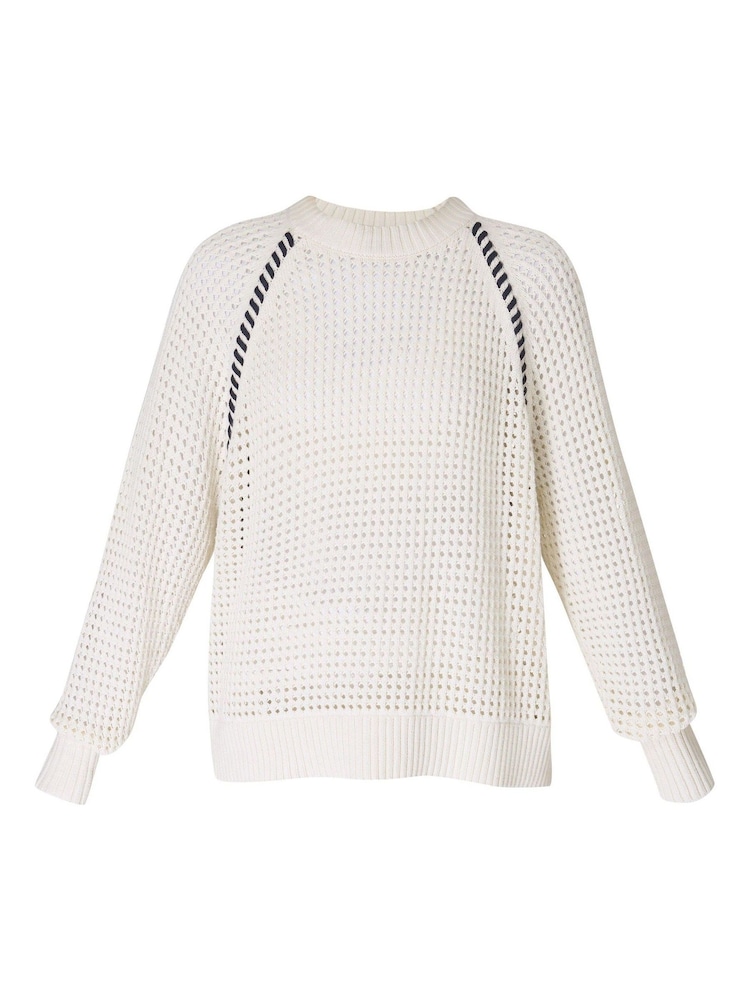 Sweaty Betty White Tides High Whipstitch 100% Cotton Jumper - Image 6 of 6