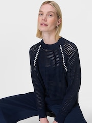 Sweaty Betty Blue Tides High Whipstitch 100% Cotton Jumper - Image 4 of 6