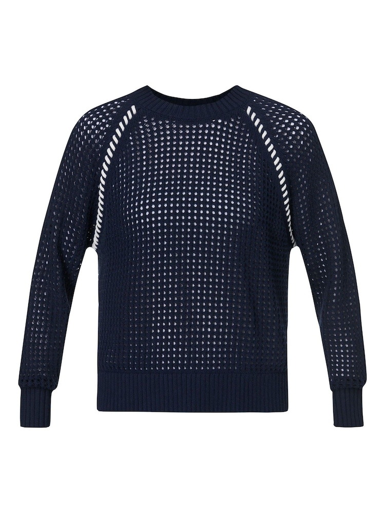 Sweaty Betty Blue Tides High Whipstitch 100% Cotton Jumper - Image 6 of 6 Sweaty Betty Blue Tides High Whipstitch 100% Cotton Jumper - Image 6 of 6
