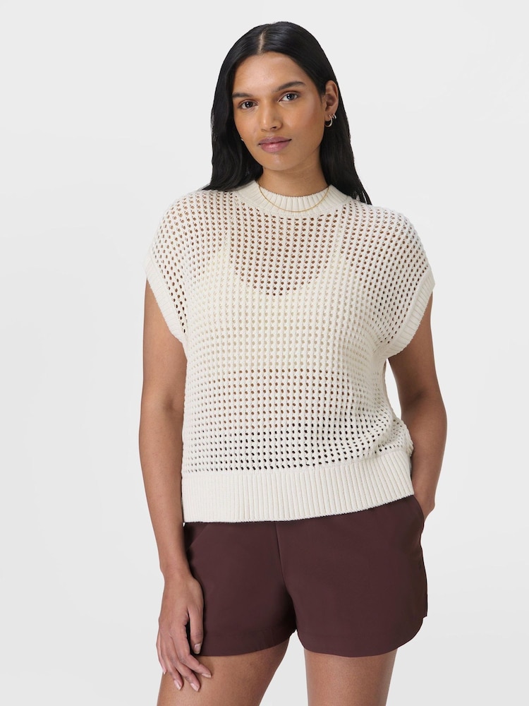 Sweaty Betty White Tides High Sleeveless 100% Cotton Jumper - Image 1 of 6 Sweaty Betty White Tides High Sleeveless 100% Cotton Jumper - Image 1 of 6