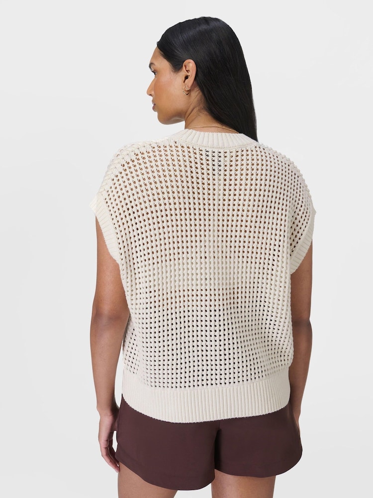 Sweaty Betty White Tides High Sleeveless 100% Cotton Jumper - Image 2 of 6 Sweaty Betty White Tides High Sleeveless 100% Cotton Jumper - Image 2 of 6