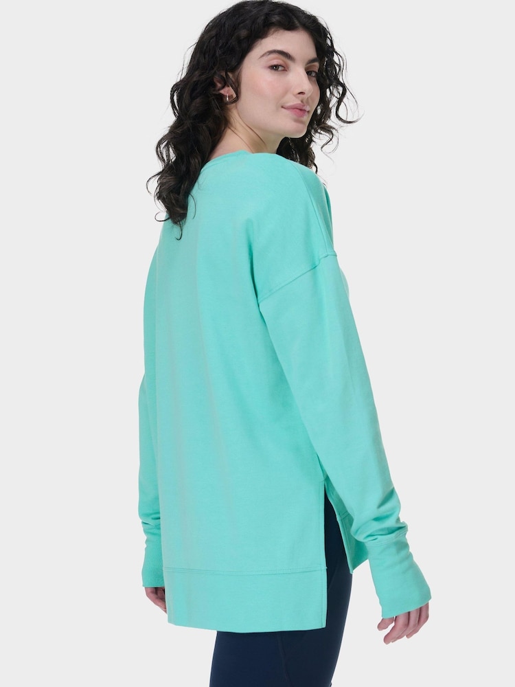 Sweaty Betty Sea Spray Blue After Class Longline Sweatshirt - Image 6 of 7