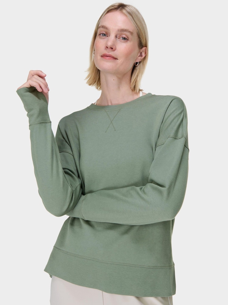 Sweaty Betty Willow Green After Class Longline Sweatshirt - Image 1 of 8