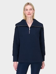 Sweaty Betty Navy Blue Marl Radiant Half Zip Sweatshirt - Image 1 of 6