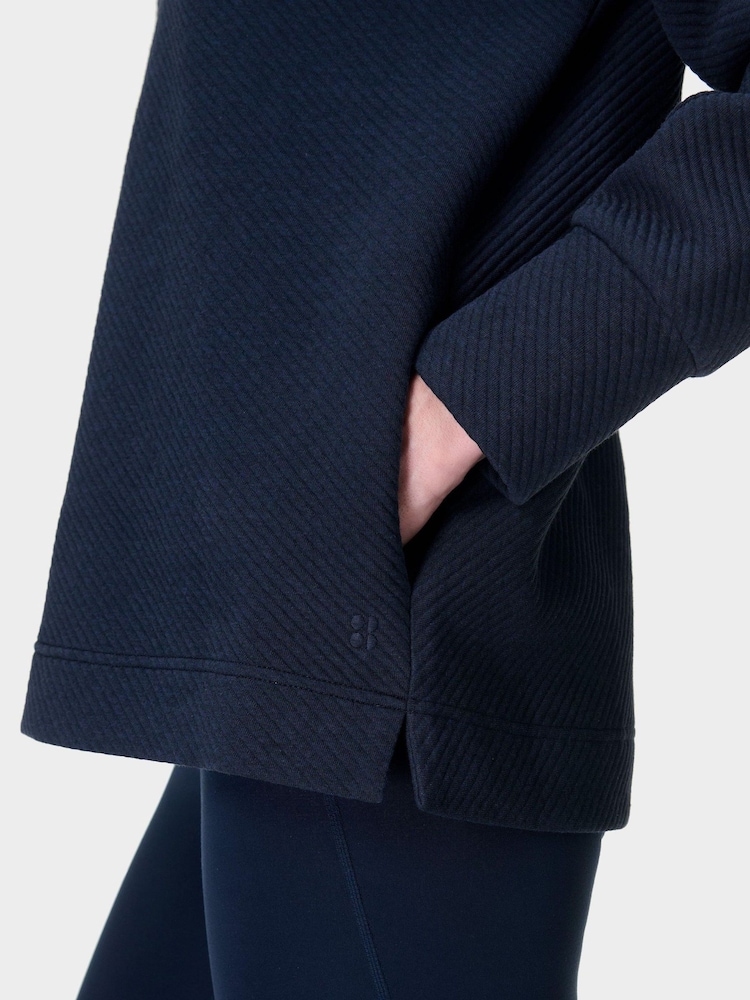 Sweaty Betty Navy Blue Marl Radiant Half Zip Sweatshirt - Image 2 of 6