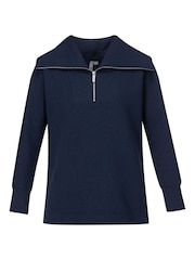 Sweaty Betty Navy Blue Marl Radiant Half Zip Sweatshirt - Image 6 of 6