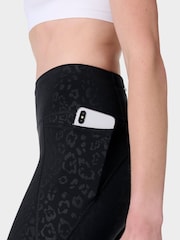 Sweaty Betty Black Leopard Emboss Print 9" Inseam Power 6" Biker Shorts - Image 5 of 8