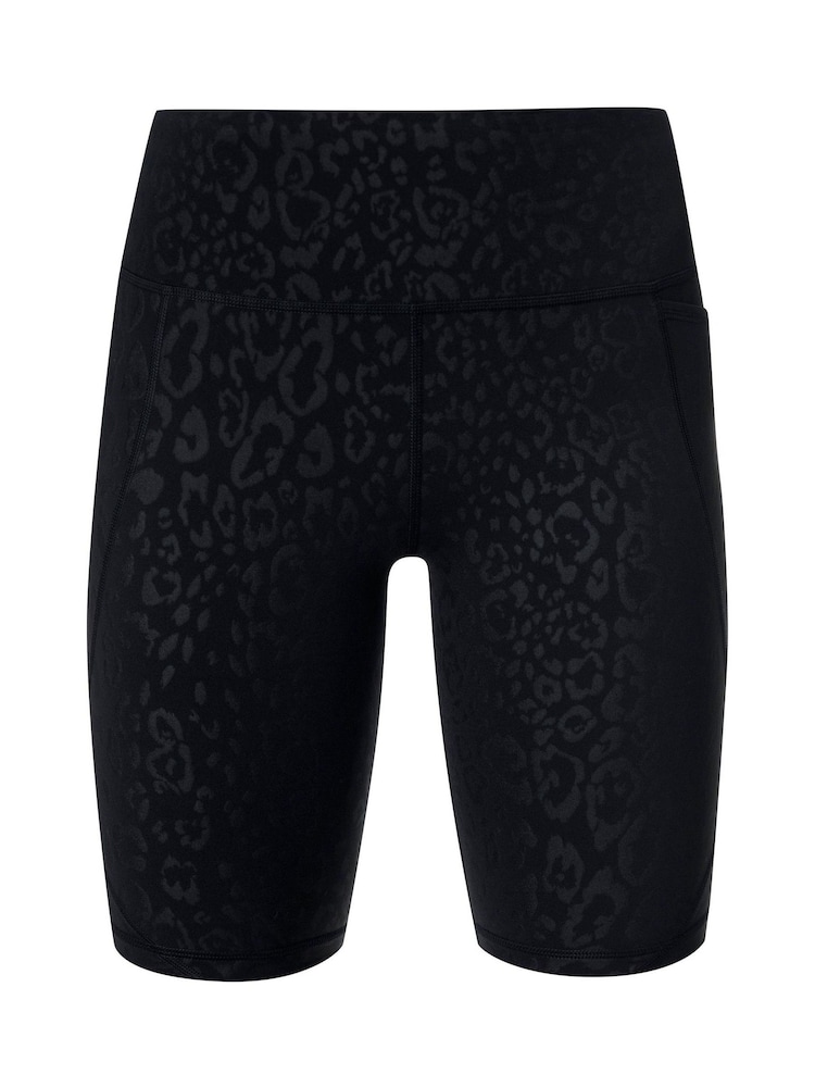Sweaty Betty Black Leopard Emboss Print 9" Inseam Power 6" Biker Shorts - Image 8 of 8
