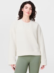 Sweaty Betty White Peaceful Rib Cropped Sweatshirt - Image 1 of 8