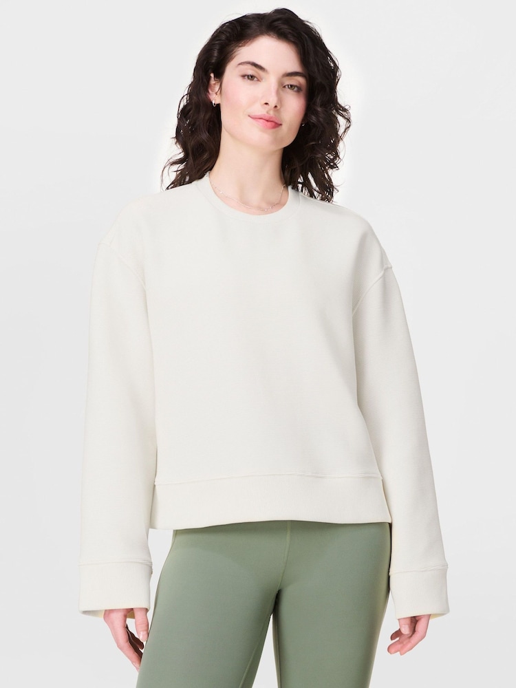Sweaty Betty White Peaceful Rib Cropped Sweatshirt - Image 1 of 8
