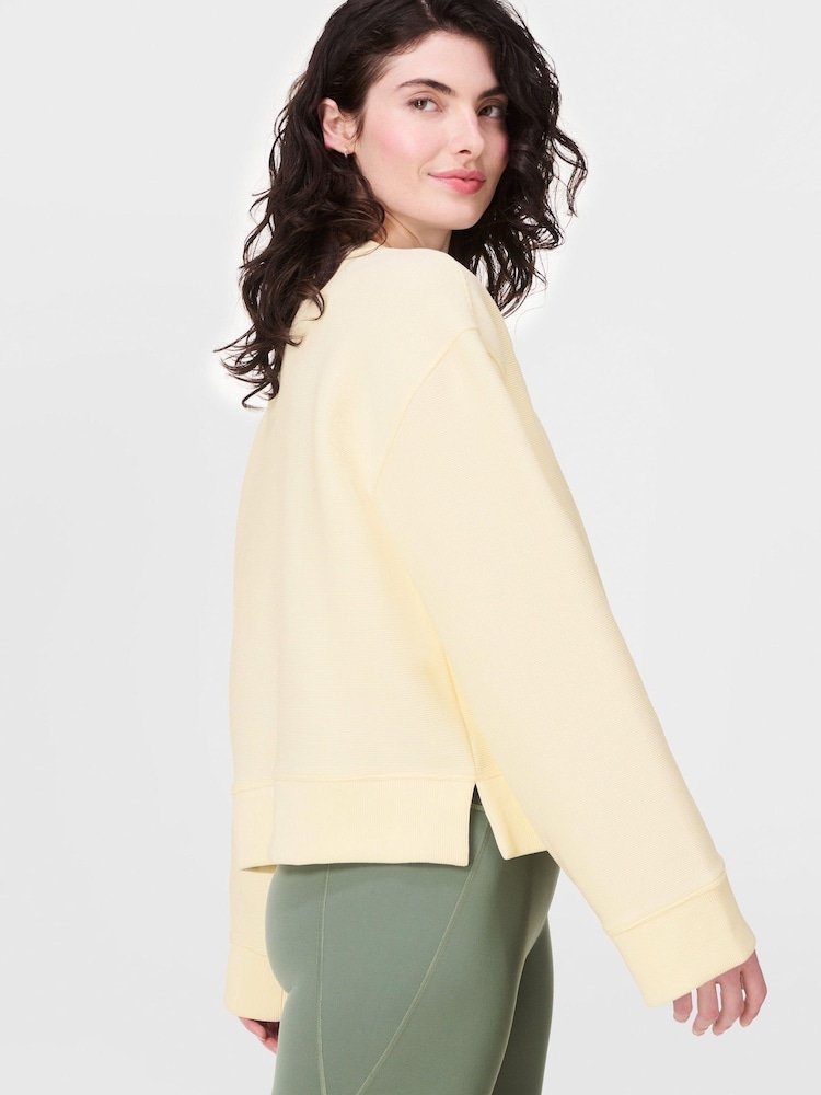 Sweaty Betty White Peaceful Rib Cropped Sweatshirt - Image 2 of 8