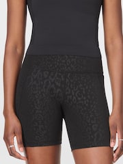 Sweaty Betty Black Leopard Emboss Print 6" Inseam Power 6" Biker Shorts - Image 1 of 8