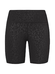 Sweaty Betty Black Leopard Emboss Print 6" Inseam Power 6" Biker Shorts - Image 8 of 8