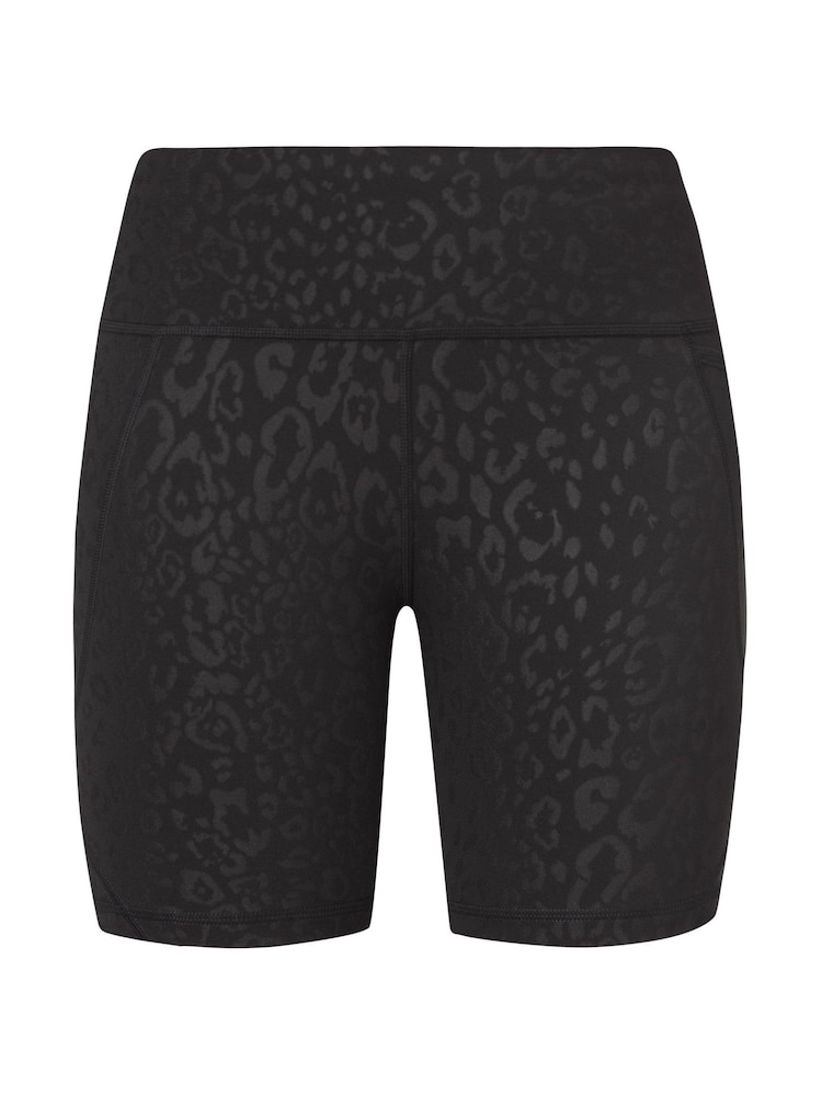 Sweaty Betty Black Leopard Emboss Print 6" Inseam Power 6" Biker Shorts - Image 8 of 8