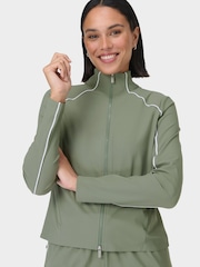 Sweaty Betty Green Anytime Explorer Zip-Up Sweat Top - Image 1 of 7