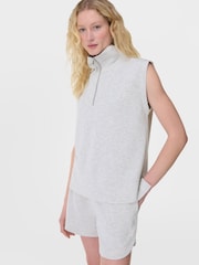 Sweaty Betty Grey Sand Wash CloudWeight Half Zip Sleeveless Pullover Sweat Top - Image 1 of 7